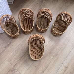 Vintage rattan Doll Bed Plant Pot Holder wicker doll bed